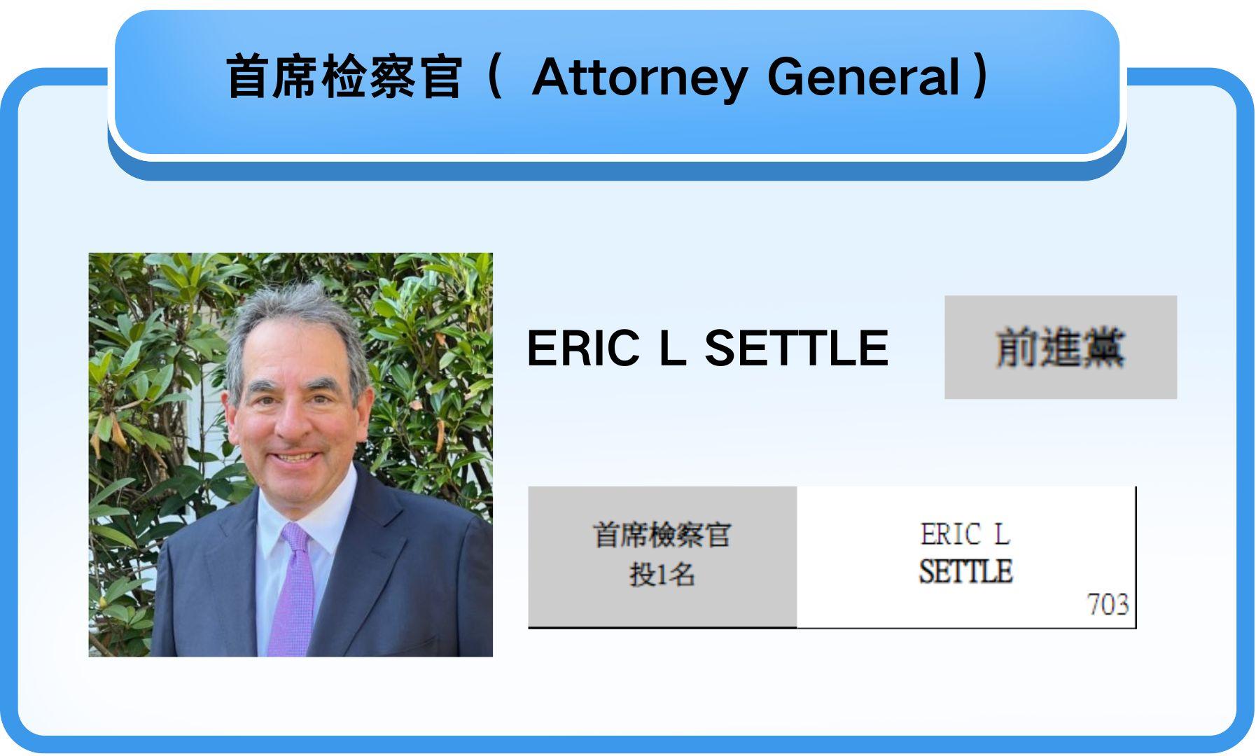 2024年选举—— 宾夕法尼亚州：首席检察官（Attorney Genera）候选人：ERIC L SETTLE-（前进党）