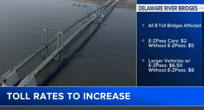 特拉华河(Delaware River)八座桥梁通行费即将全面上涨