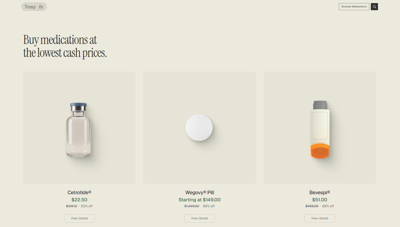 特朗普政府推出TrumpRx折扣药品网站